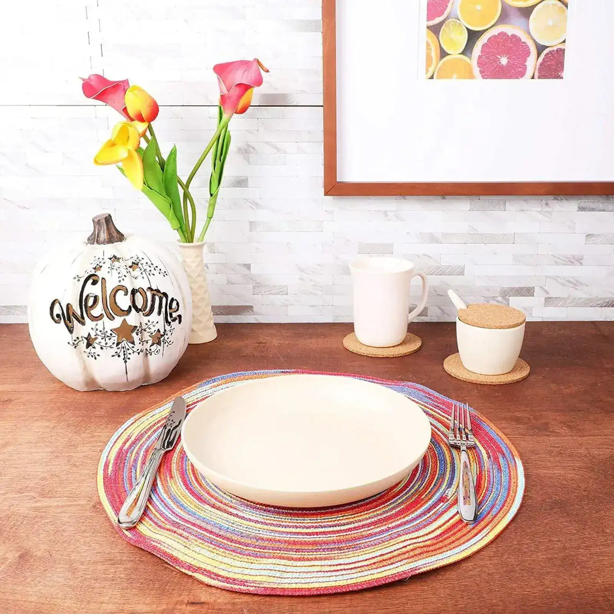 Colorful Braided Placemats - Set of 8