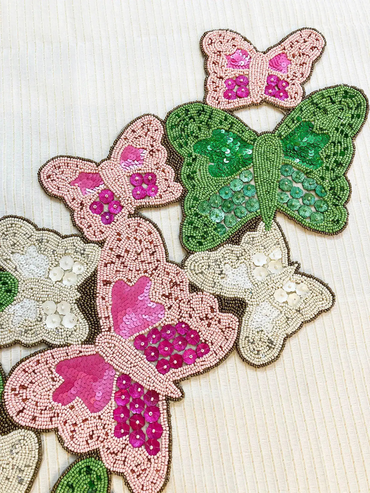 Colorful Butterflies Beaded Table Runner