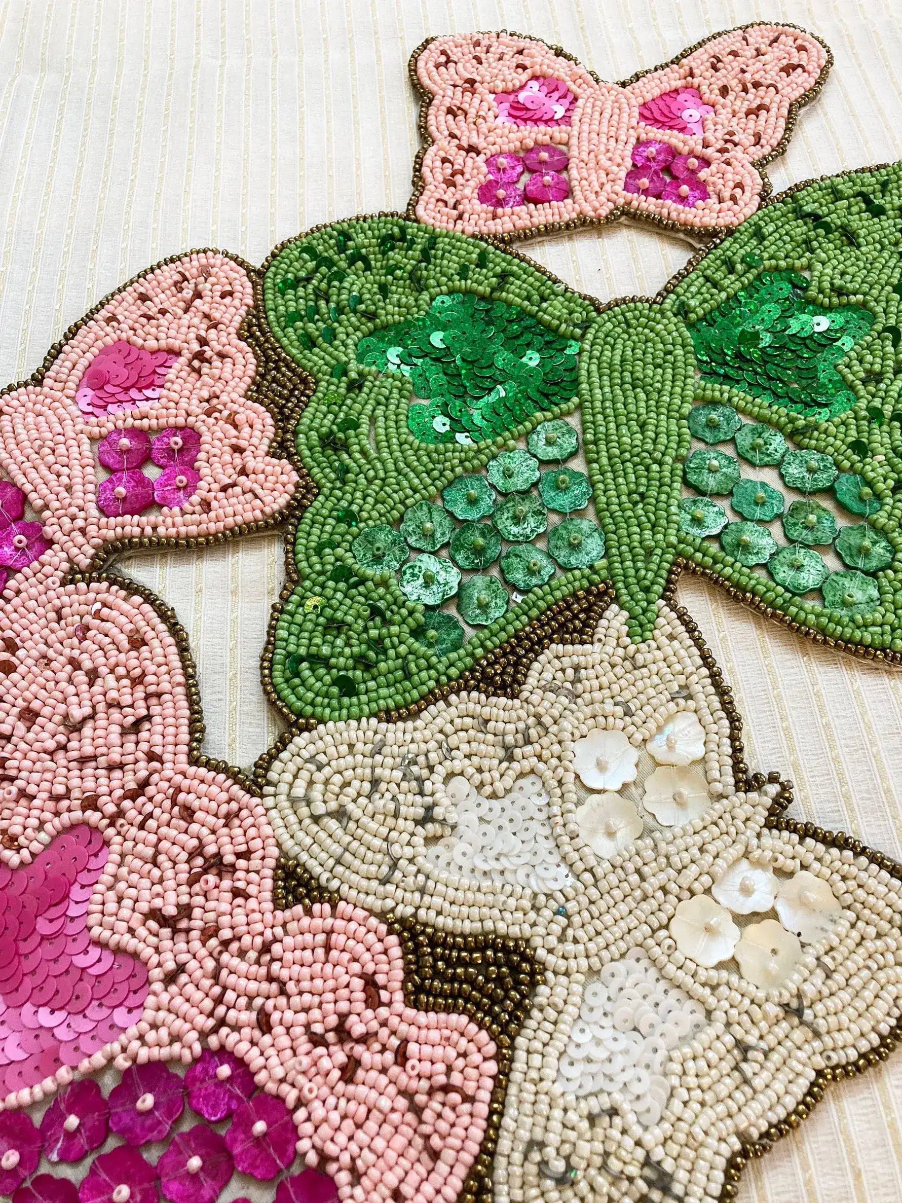 Colorful Butterflies Beaded Table Runner