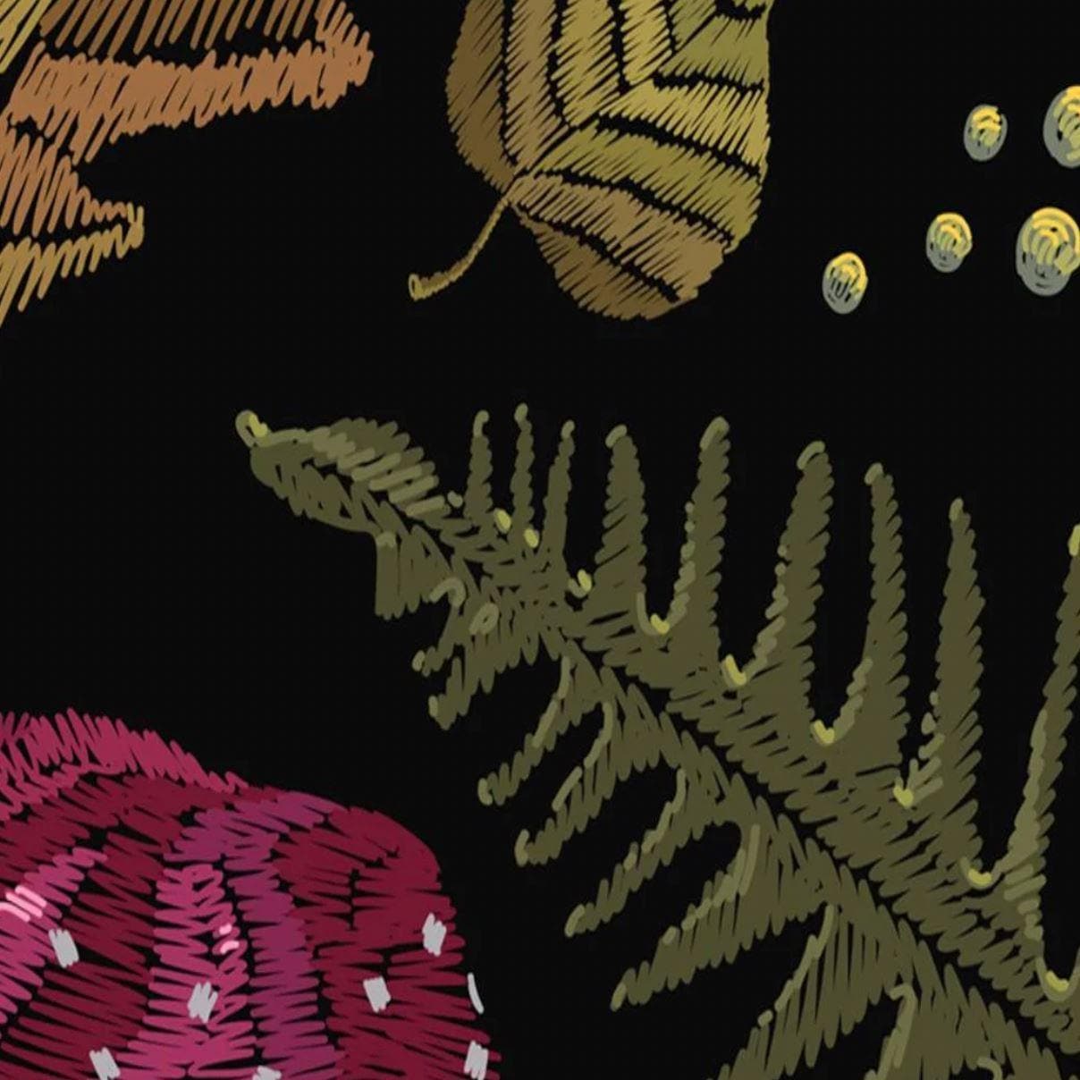 Colorful Dark Mushroom Botanical Wallpaper - MAIA HOMES