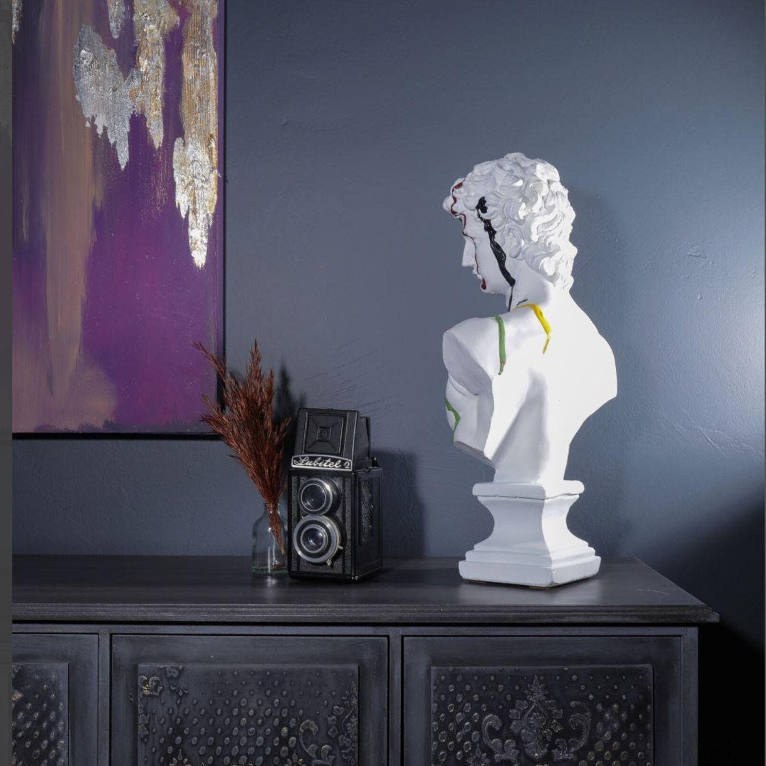 Colorful Dripping Michelangelo David Bust Sculpture - MAIA HOMES