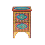 Colorful Floral Hand Painted Wooden Cabinet Night Stand