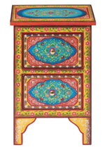 Colorful Floral Hand Painted Wooden Cabinet Night Stand