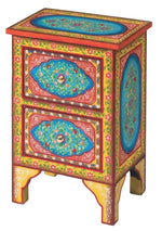 Colorful Floral Hand Painted Wooden Cabinet Night Stand