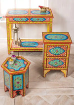 Colorful Floral Hand Painted Wooden Cabinet Night Stand