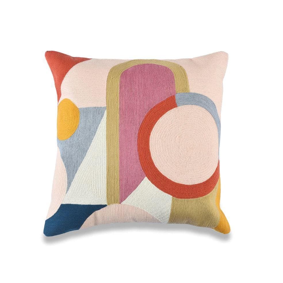 Colorful Geometry Embroidered Wool Throw Cushion Cover - MAIA HOMES