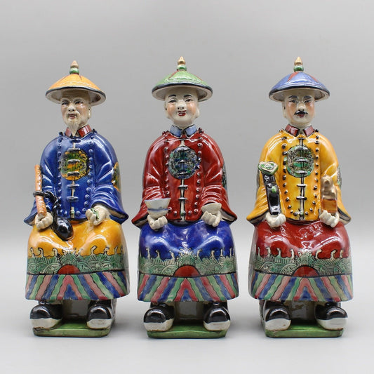Colorful Hand Painted Chinese Emperors Sitting Ceramic Figurine - MAIA HOMES