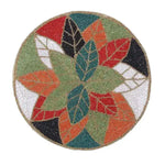 Colorful Leafy Flower Rounded Embroidery Placemats
