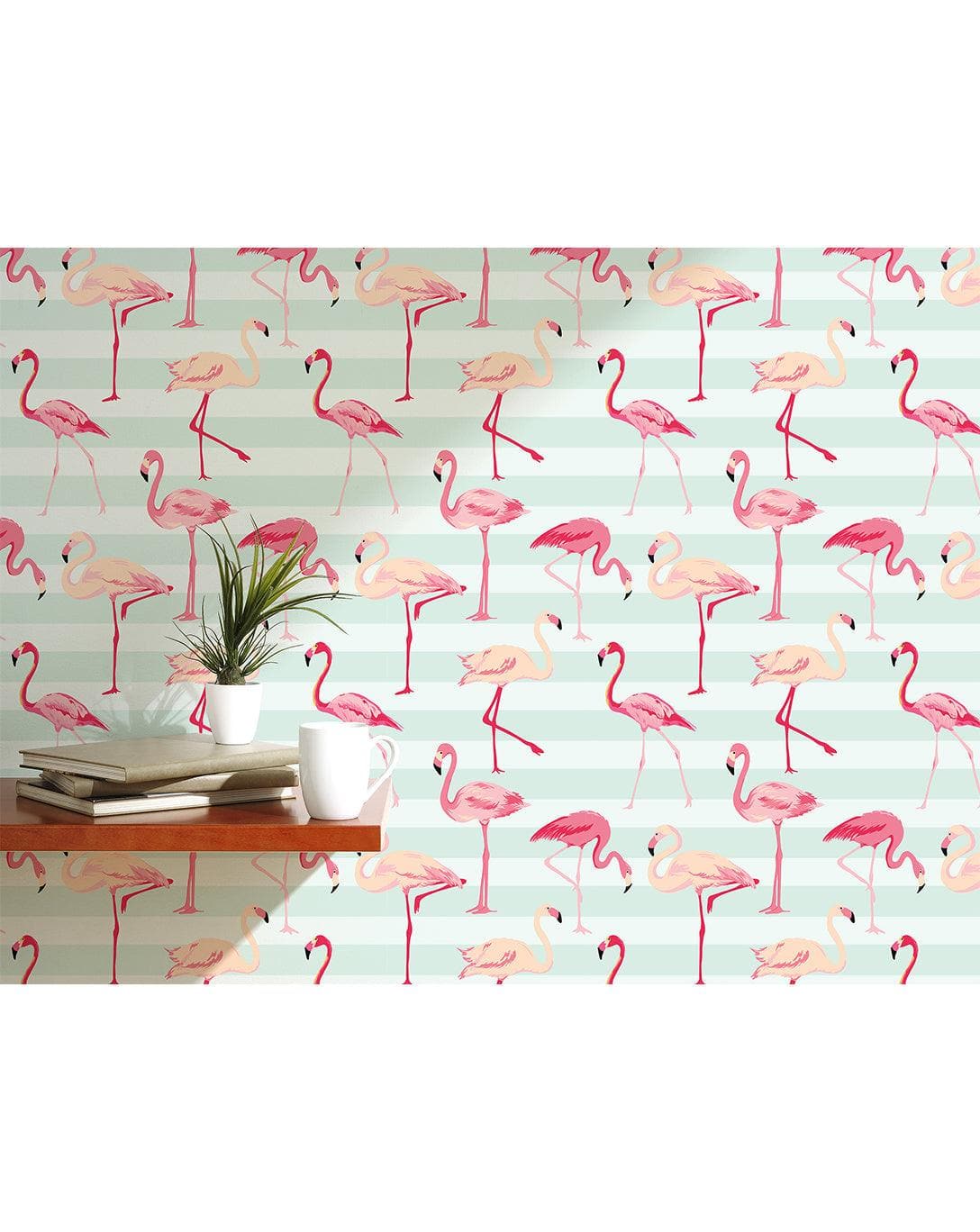 Colorful Tropical Pink Flamingos Removable Wallpaper - MAIA HOMES