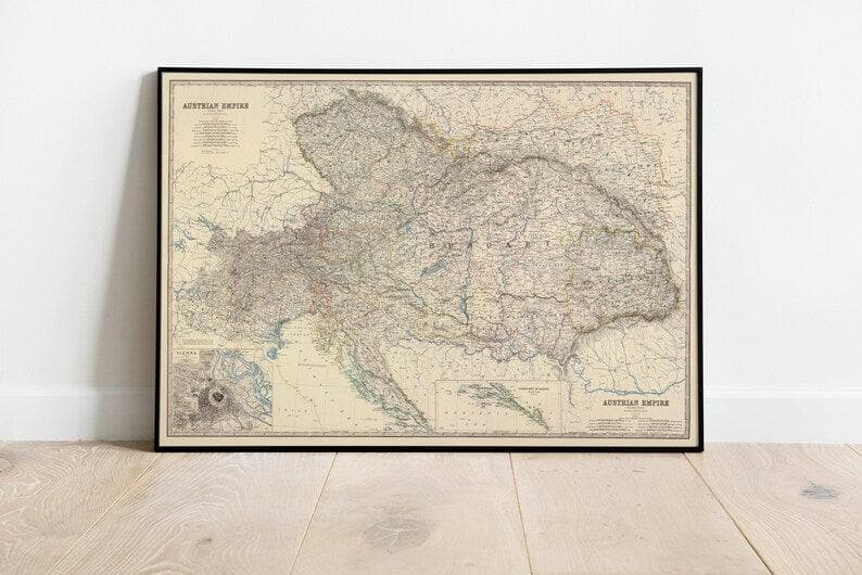 Composite Map of Austria-Hungary Empire 1861| Old Map Wall Decor - MAIA HOMES