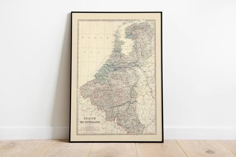 Composite Map of Belgium and Netherlands 1861| Old Map Wall Decor - MAIA HOMES