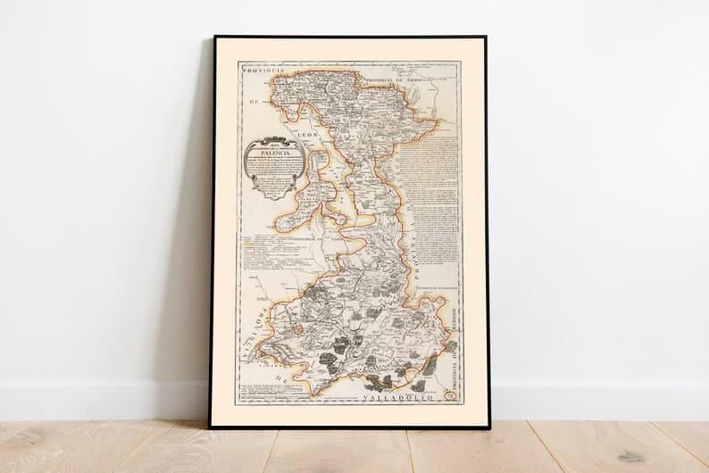 Composite Map of Palencia Provincia 1782| Old Map Poster Wall Art