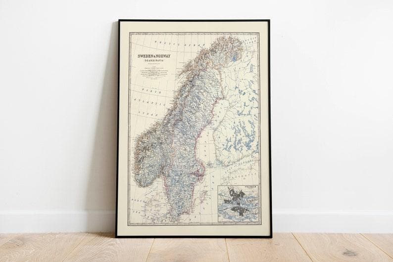 Composite Map of Sweden and Norway 1861| Scandinavia - MAIA HOMES