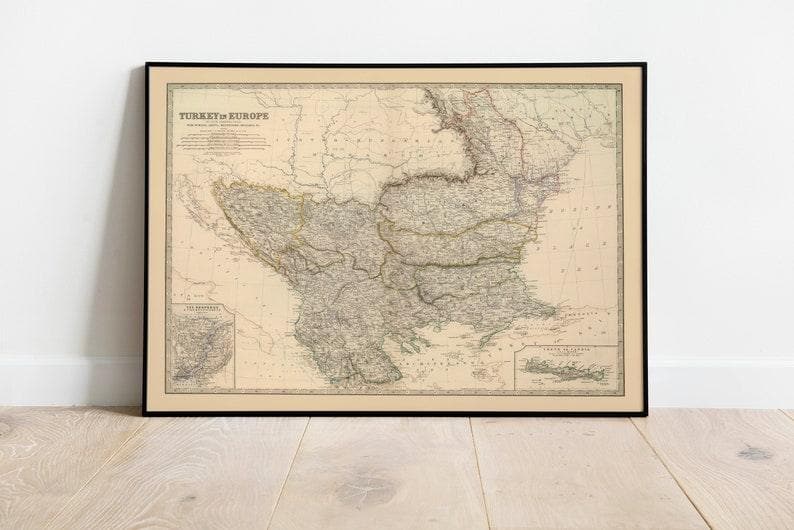 Composite Map of Turkey in Europe 1879| Balkans - MAIA HOMES