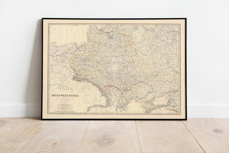Composite Map of West Russia and Kingdom of Poland 1861| Map Wall Decor - MAIA HOMES