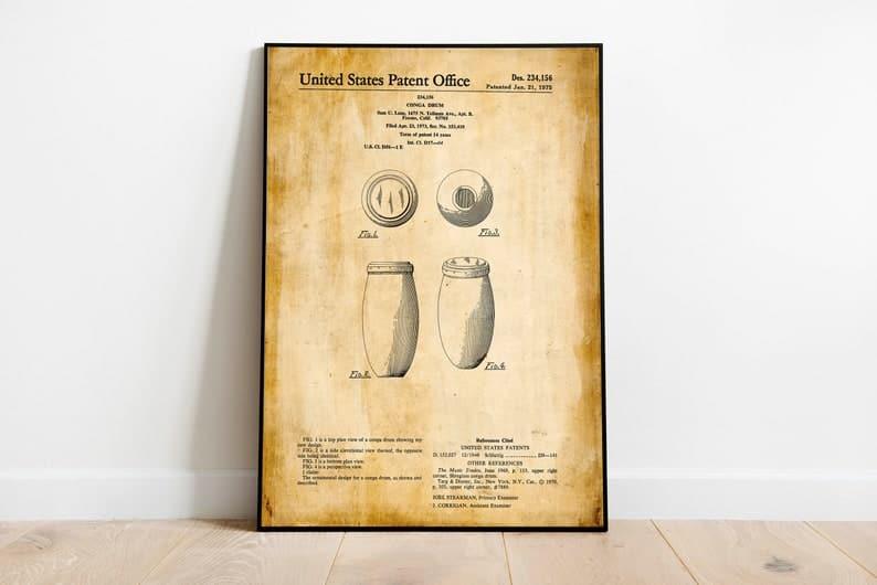 Conga Patent Print| Framed Art Print