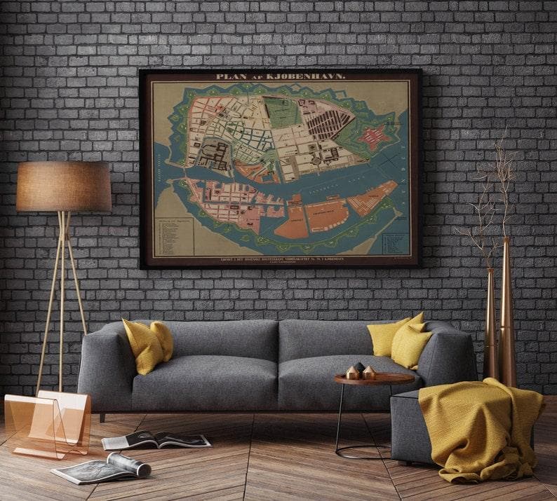 Copenhagen City Map Wall Print| Copenhagen City Plan