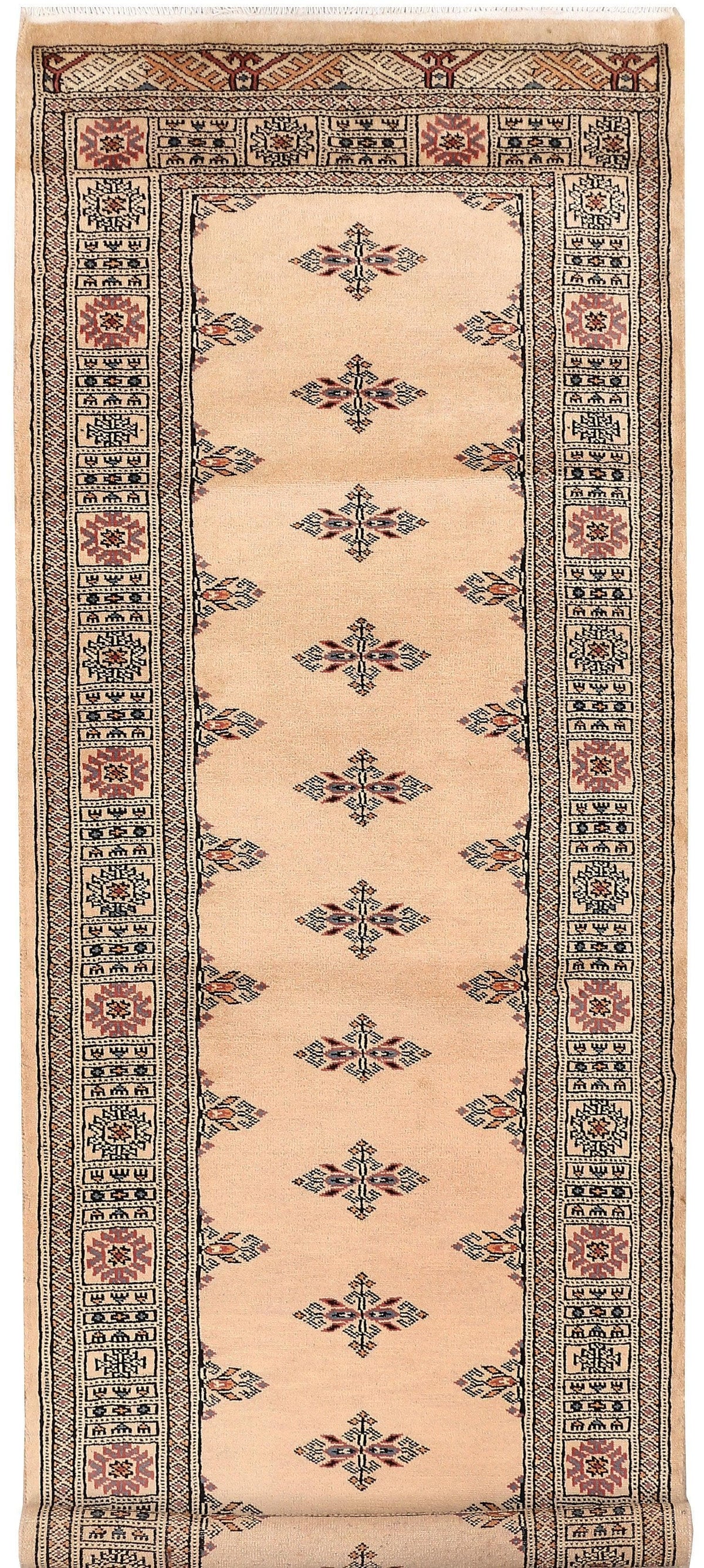 Cream Javarak Wool Hand Knotted Area Rug Runner