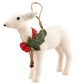 Creative Co-Op White Felt Deer Holly & Jingle Bells Textile Ornaments - MAIA HOMES