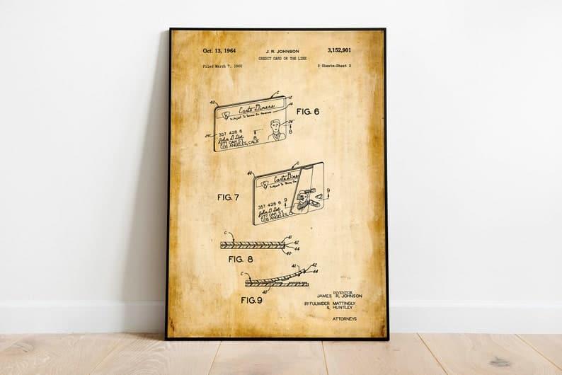 Credit Card Patent Print| Framed Art Print - MAIA HOMES