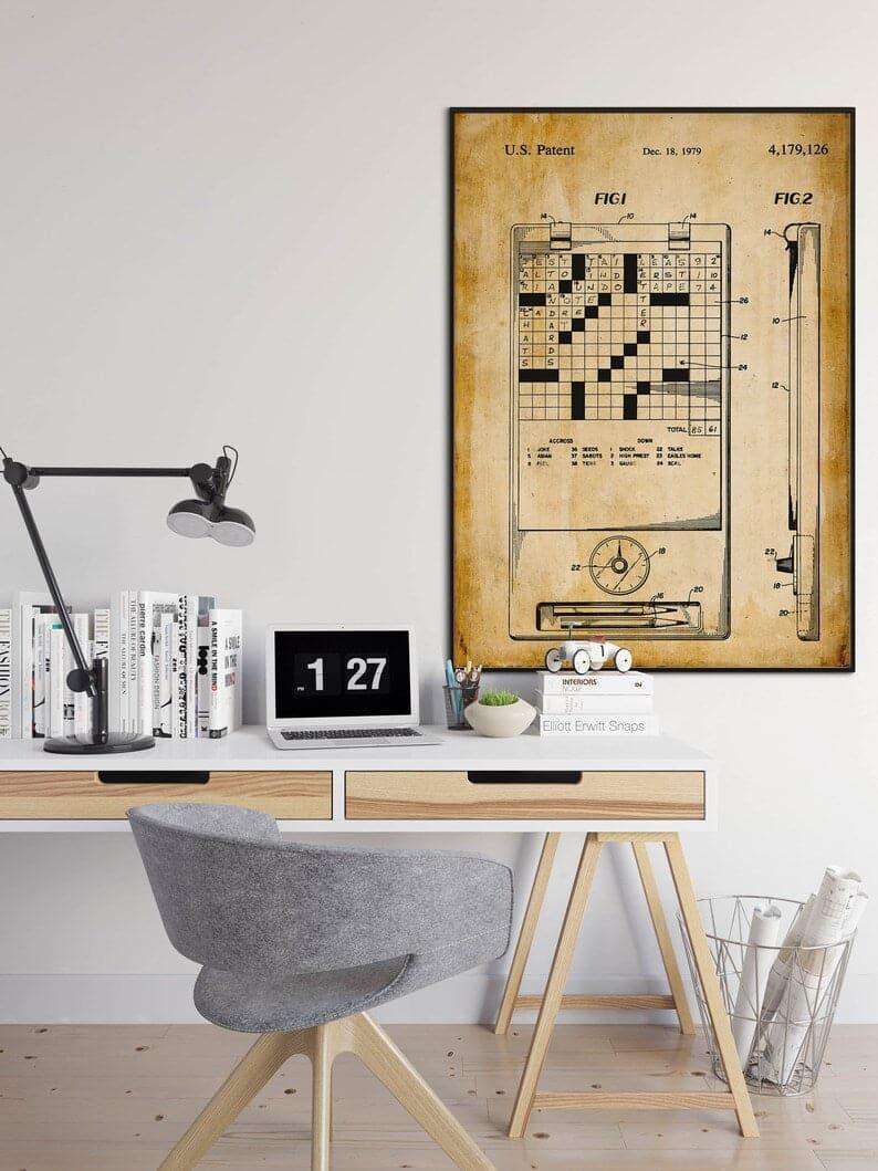 Crossword Puzzle Patent Print| Framed Art Print - MAIA HOMES