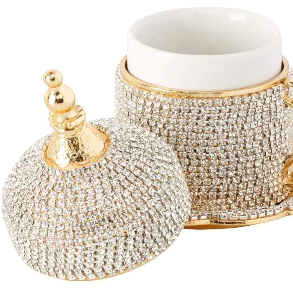 Crystal Gold Turkish Espresso Cup with Inner Porcelain and Saucer - MAIA HOMES