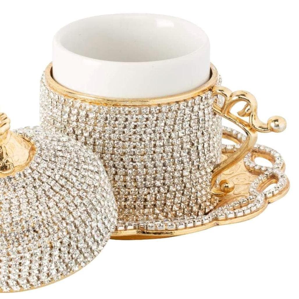 Crystal Gold Turkish Espresso Cup with Inner Porcelain and Saucer