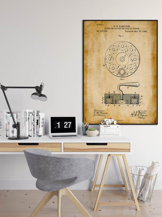 Curling Stone Patent Print| Framed Art Print - MAIA HOMES