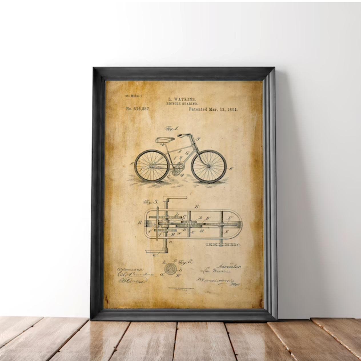 Cycler Gifts - Vintage Bicycle Patent Poster Print - MAIA HOMES