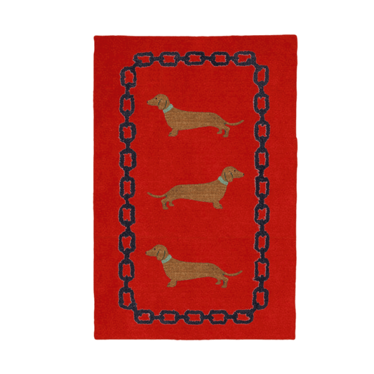 Dachshund Dog Lover Red and Black Hand-Tufted Wool Rug - MAIA HOMES