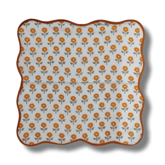 Daisy Block Printed Cotton Napkins - MAIA HOMES