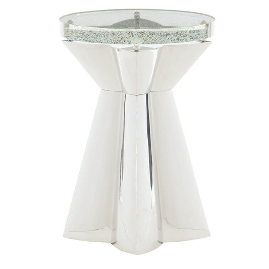 Daisy Glass Top Pedestal End Table - MAIA HOMES