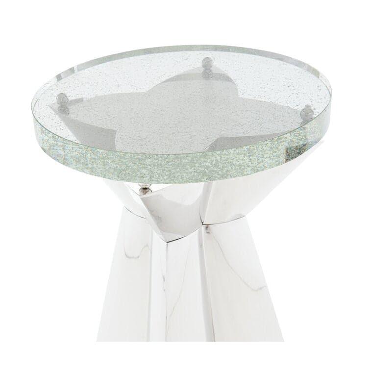 Daisy Glass Top Pedestal End Table - MAIA HOMES