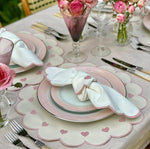 Daisy Pink Heart Embroidered Placemats