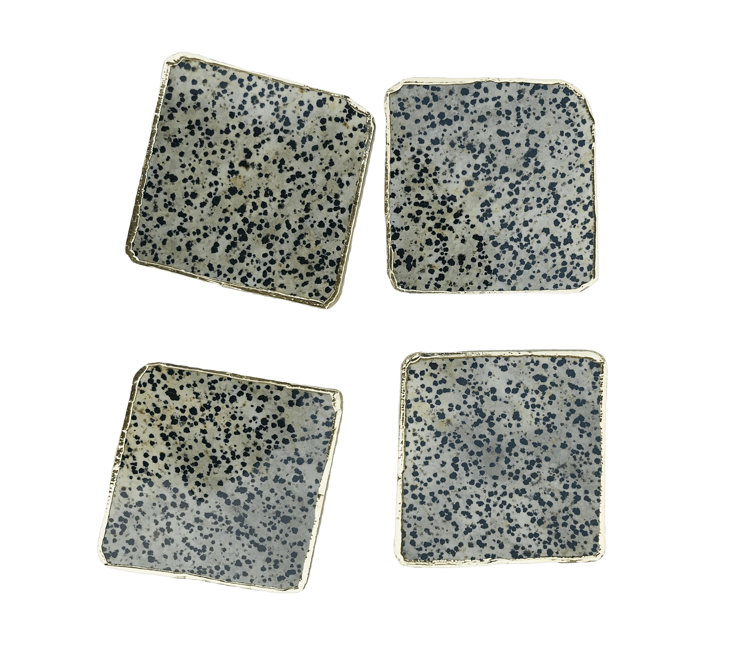 Dalmatian Jasper Agate Stone Coaster - Set of 4 Rose Gold