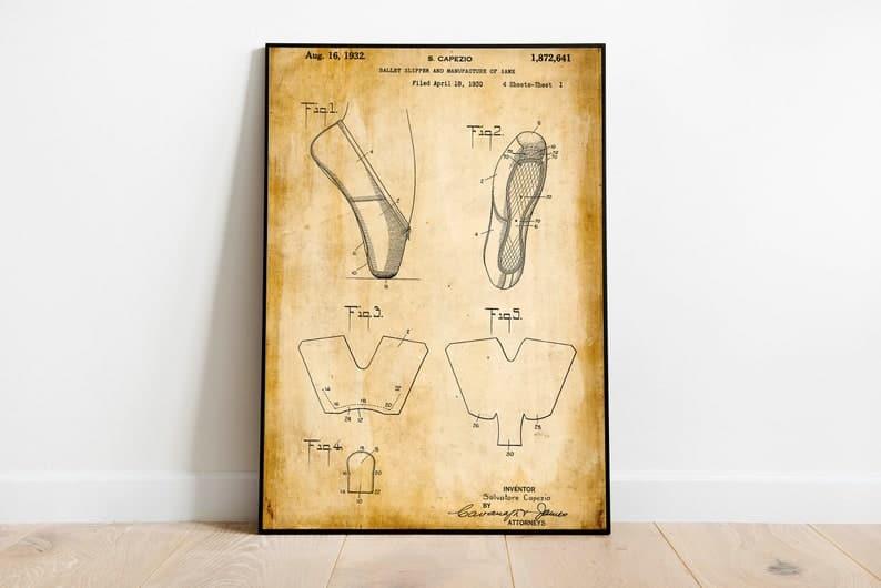 Dancing Shoes Patent Print| Framed Art Print - MAIA HOMES