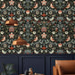 Dark and Red Floral Birds Wallpaper - MAIA HOMES