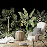 Dark Banana and Coconut Tree Jungle Tropical Wallpaper