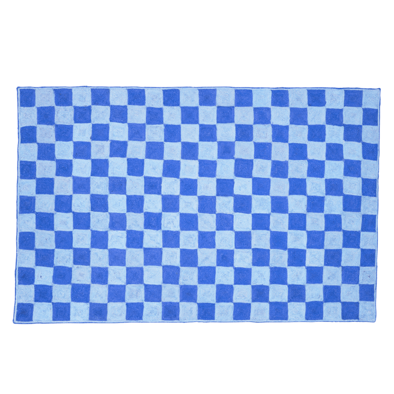 Dark Blue Checker Jute Rug