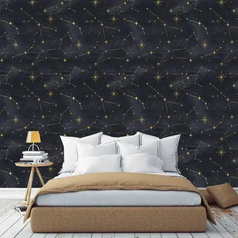 Dark Celestial Watercolor Wallpaper