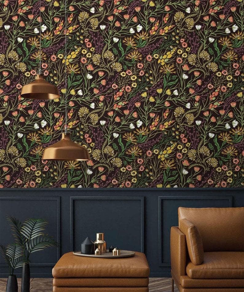Dark Exotic Floral and Botanical Wallpaper - MAIA HOMES