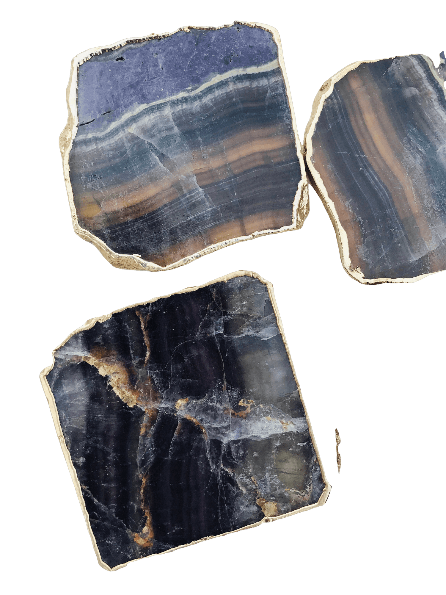 Dark Fluorite Agate Coasters - Set of 4