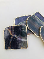 Dark Fluorite Agate Coasters - Set of 4