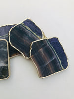 Dark Fluorite Agate Coasters - Set of 4