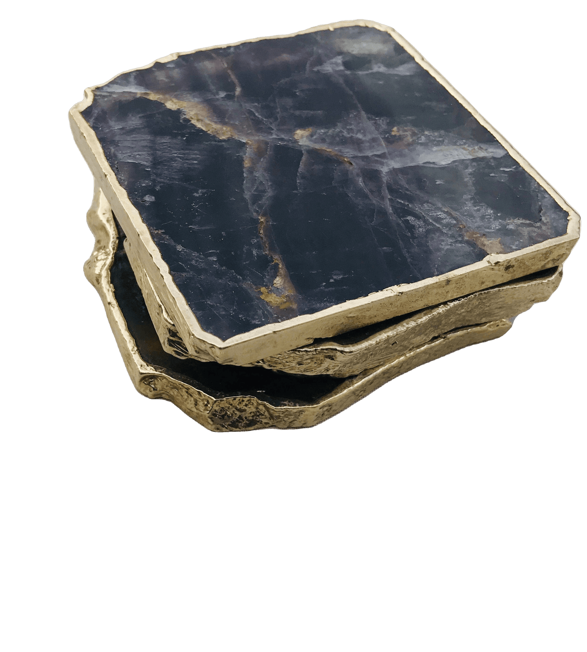 Dark Fluorite Agate Coasters - Set of 4