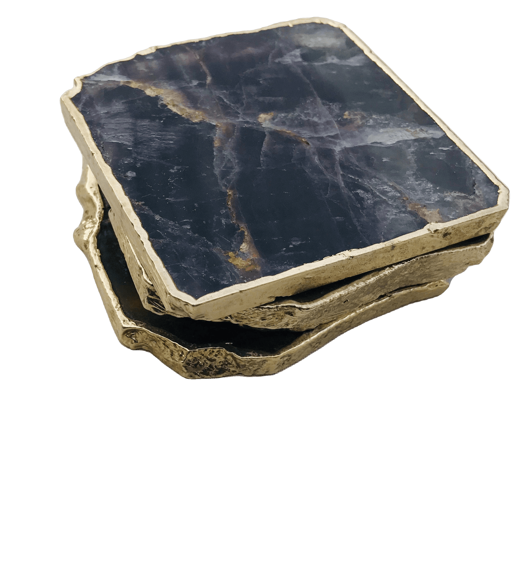 Dark Fluorite Agate Coasters - Set of 4