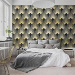 Dark Gold Art Deco Fans Wallpaper