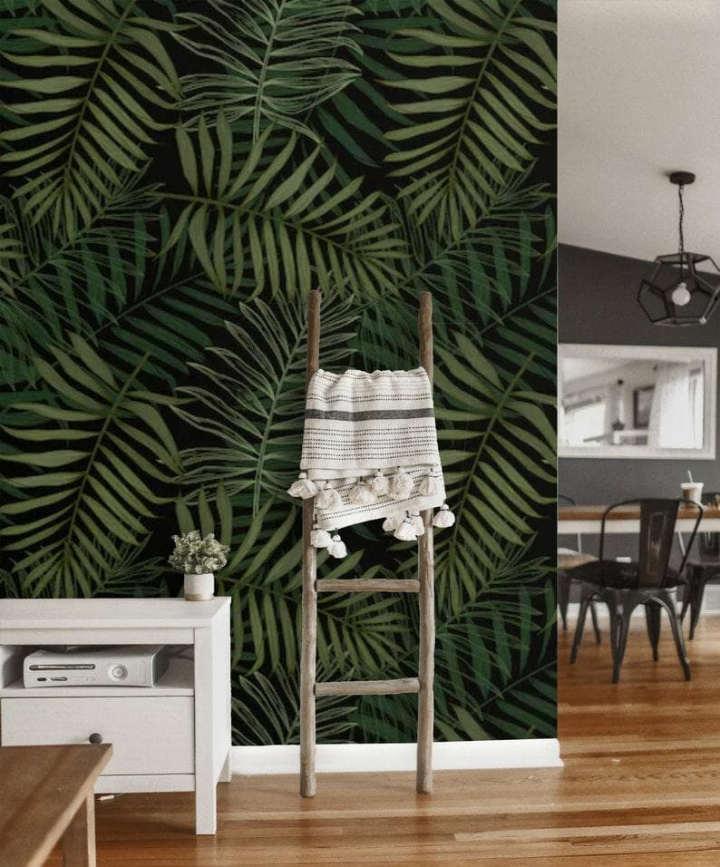 Dark Green Ferns Tropical Wallpaper - MAIA HOMES