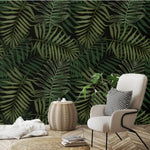 Dark Green Ferns Tropical Wallpaper