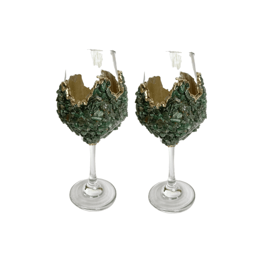 Dark Green Quartz Wine Glass - Set of 2